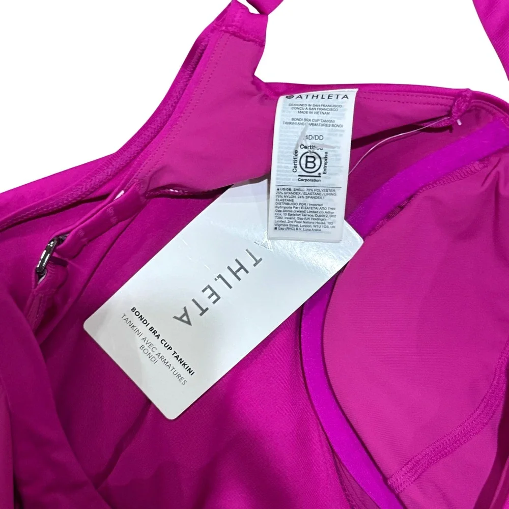 Athleta Bondi Bra Cup Tankini Pink Swim Top Underwire D/DD Cup Size 34 D/DD